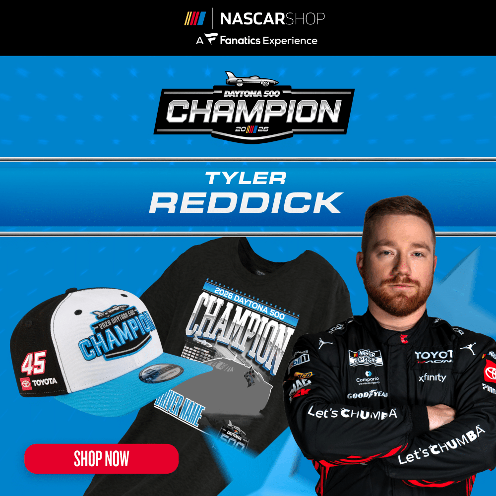 Shop for Tyler Reddick 2026 Daytona 500 Champion Merchandise at the NASCAR Shop 
